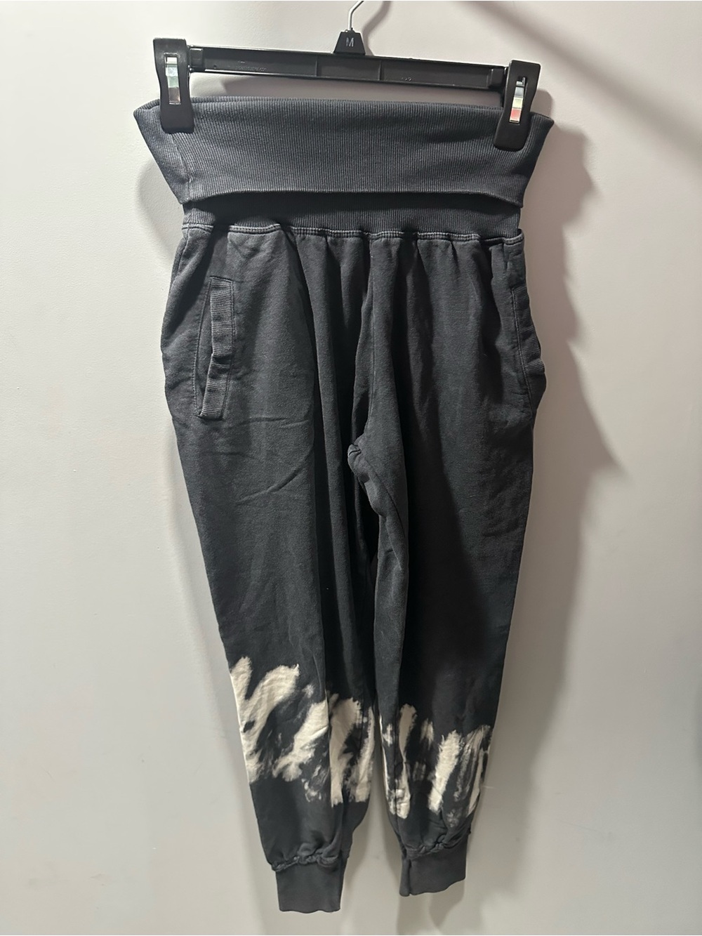 Young Fabulous & Broke Black Joggers with White Tie-Dye Hem